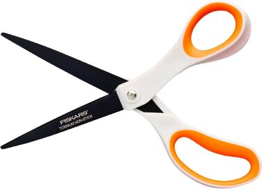 Універсальні ножиці Fiskars Antihaft з антипригарним покриттям, 21 см, титанове напилення, нержавіюча сталь, біло-помаранчеві, 1004721