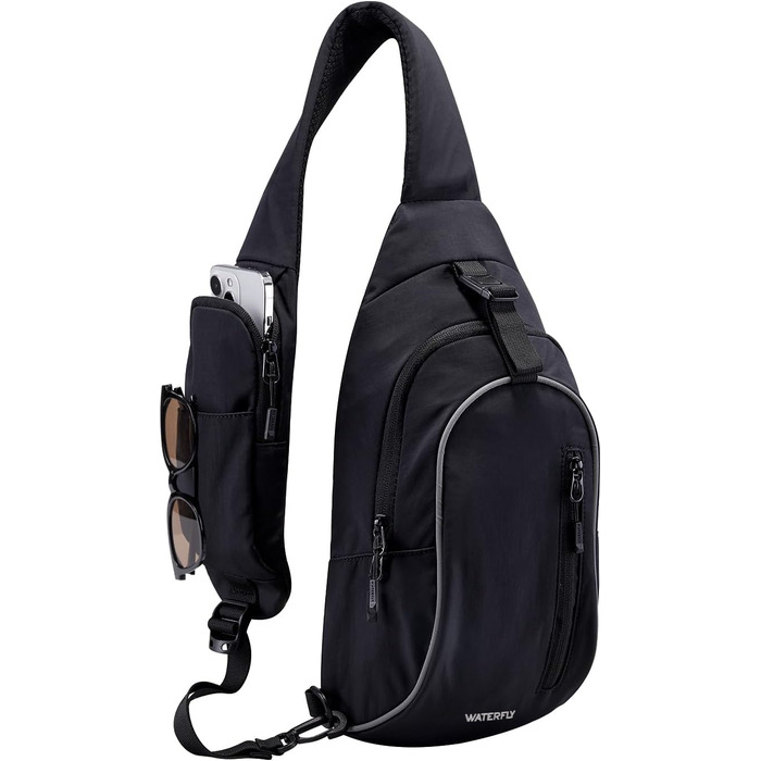 Чоловіча/Жіноча сумка через плече Waterfly - Messenger Bag Crossbody для спорту, подорожей, велоїзди та туризму (Чорна)