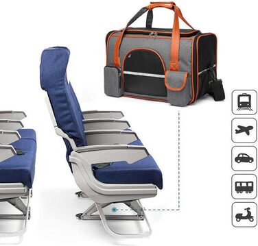 Транспортна сумка для кота/собаки до 8 кг, складана переноска для середніх та маленьких тварин, підходить для подорожей (літак, авто, поїзд), з ременем, переноска-сумка