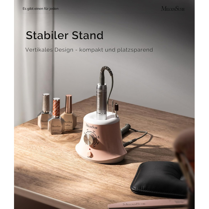 Електричний фрезер для нігтів MelodySusie 30000 об/хв: професійний набір для манікюру та педикюру з педаллю, для гелю та акрилу, білий (C-рожевий)