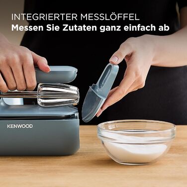 Міксер ручний Kenwood QuickMix Go HMP40.000GY сірий-блакитний, 350W, з кейсом, вінчики та гаки, мірна ложка