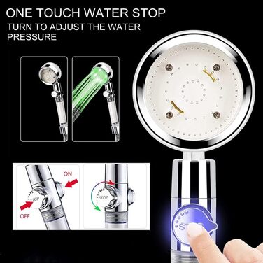 JINYOMFLY LED Shower Head with Lights, Shower Head with LED Lighting, 15CM Shower Head Color Changing, 3 Shower Modes Shower Light, Shower Head Light with Liquid Silicone Nozzle (Round, with Filter)