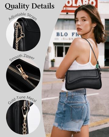 Жіноча сумка через плече, екошкіра, вінтажна Saddle Bag з 2 знімними ремінцями (Чорна, м'яка)