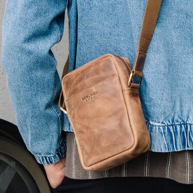 Чоловіча сумка через плече Berliner Bags Tom з натуральної шкіри, Camel, S