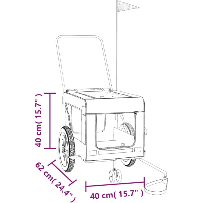 Фаркоп-причіп для велосипеда, переноска для собак, 120 x 54.5 x 53 см, сірий