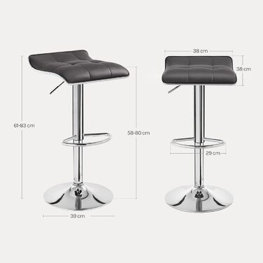 WOLTU Adjustable Bar Stools 2-Pack - Metal Frame, 360° Swivel, Footrest, Faux Leather - Perfect for Bar, Kitchen, Counter, Cafe