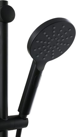 aquaSu® Shower Set Acana | Black | Showerhead: 3 Spray Patterns, Pattern Change via Button & 12 cm Spray Plate | 150 cm Metal Shower Hose | 60 cm Shower Rod | Slider | Anti-limescale Nozzles | 72288 9