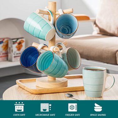 Набір чашок Vancasso Bonita, 6 шт., 350 мл, блакитний, кераміка