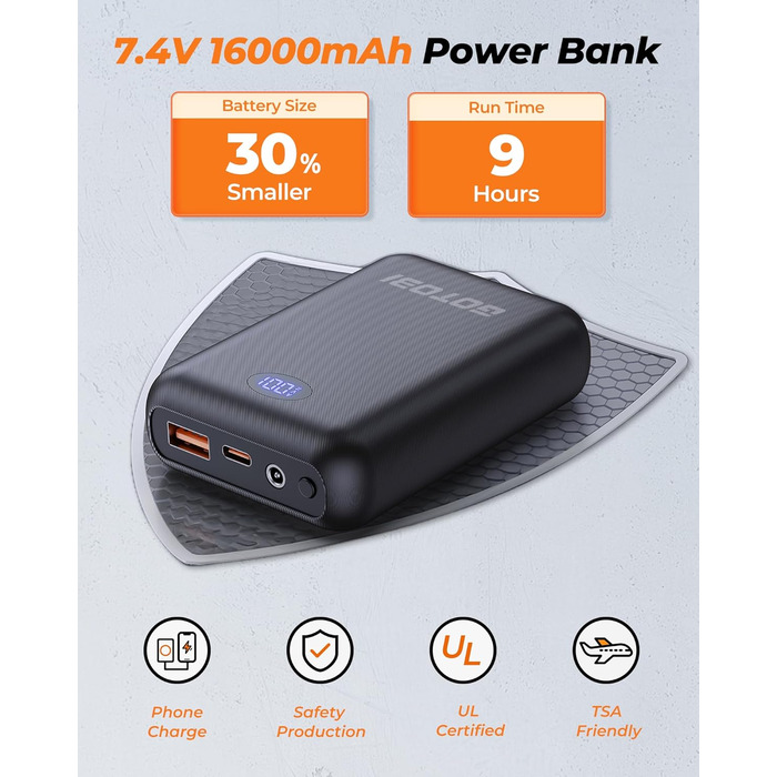 Жіночі грілки Heizwete з акумулятором 16000mAh 7,4V - 9 зон нагріву, 3 температурні режими, для активного відпочинку (сірий, S)