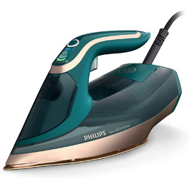 Philips Azur 8000 Series Steam Iron - 70 g/min continuous steam, 240 g Turbo steam boost, 3000 W power, OptimalTEMP technology, Green Opal (DST8030/70) 240 g steam boost, 70 g continuous steam, Opal Green/Gold