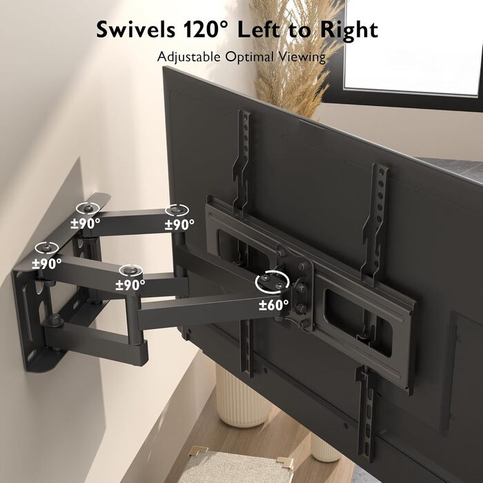 BONTEC Swivel & Tilt TV Wall Mount - Full Motion for 23-70 inch LCD LED Curved TVs & Monitors (up to 45kg, VESA 400x400mm)