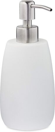Дозатор для мила Relaxdays, 300 мл, наповнюваний, для ванної/кухні, полірезин, нержавіюча сталь, білий