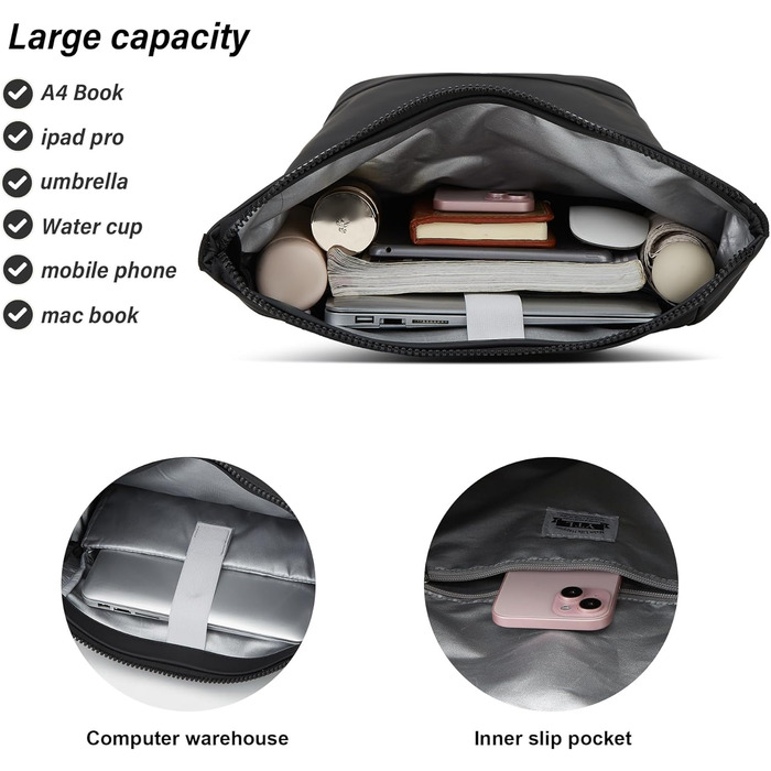 Чорний рюкзак YTL Rolltop з відділенням для ноутбука 17 дюймів. Ідеальний для подорожей, школи, університету, велопоїздок.