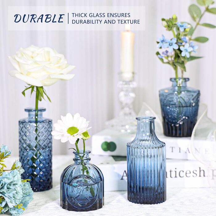 Набір ваз Knospenvasen (12 шт.): міні вази для декору столу, рустикальний стиль, блакитний колір
