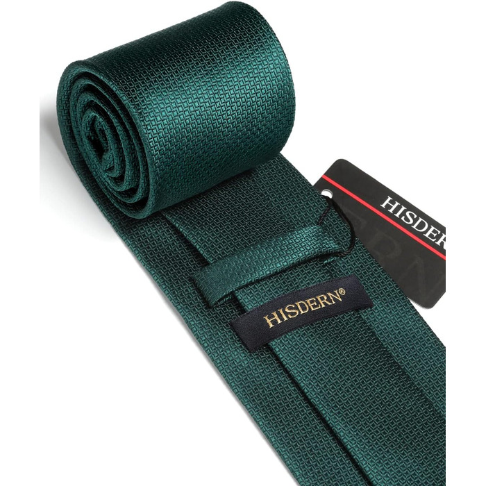 Чоловіча краватка HISDERN в клітку з нагрудною хустинкою, формальна класична краватка для весілля, темно-зелений колір