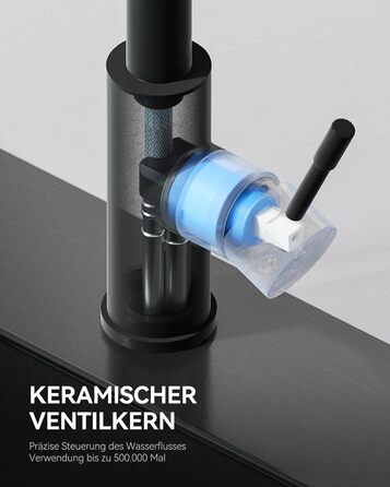 Змішувач кухонний висувний Sofetiy з душем, нержавіюча сталь, чорний, 360°