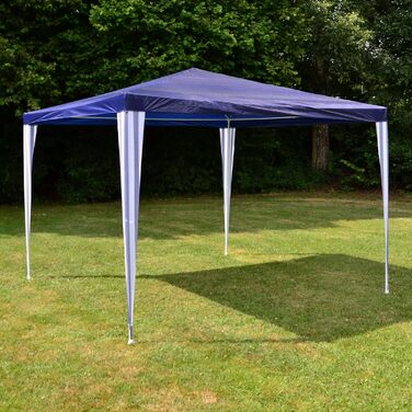Nexos GM36000 PE-Pavilion Party Tent for Garden, Terrace, Market, Camping, Festival as a Shelter and Waterproof Cover, 3 x 3 m, White (Blue)