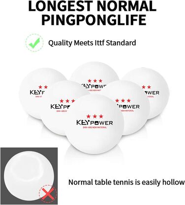 100PCS 3-Star Table Tennis Balls - Professional ABS Resin Ping Pong Balls for Training, Clubs, Adults & Kids
