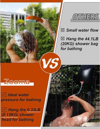 Кемпінгова душова кабіна Zooma з насосом, портативна душова для відпочинку на природі та саду (Orange 1, 2 батареї)