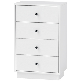 HOMCOM Chest of Drawers Sideboard with 4 Drawers Storage Cabinet Made of Wood Composite Modern Style Drawer Cabinet, Chest of Drawers for Living Room, Bedroom, Hallway 47 x 29 x 75 cm White | Aosom