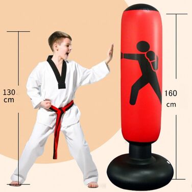 Стенд-боксерський мішок для дітей та дорослих, 160 см, червоний. Підходить для боксу та кікбоксингу