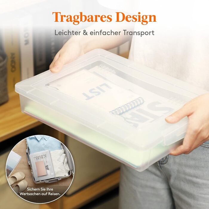 Lifewit 5L Storage Box with Lid, Plastic Box with Clip Closures, Document Box A Organizer, Multi-Purpose Boxes for Crafts, Paper, Art Supplies, Building Blocks, Tools (Transparent, 6)