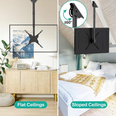 WALI Adjustable TV Wall Mount for LED, LCD, OLED, Plasma Screens - 66-165cm (26-65 inch), Up to 50kg, VESA 400x400mm, Black