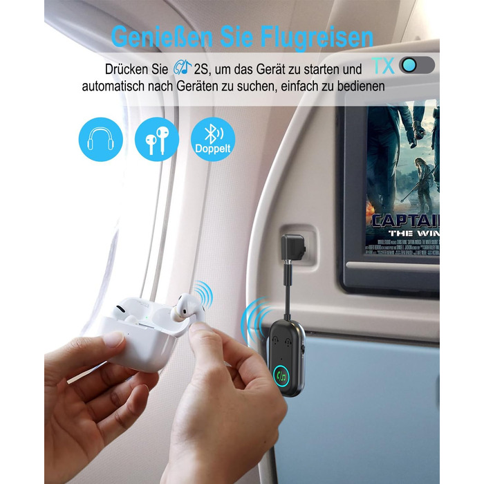 Bluetooth адаптер iKDSAW 2-в-1 (передавач та приймач) 5.3, Aux трансміттер для ТБ, літака, авто, стереосистем та навушників, 3.5 мм Jack
