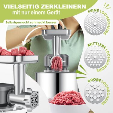 Кухонна машина KESSER 3в1 з м'ясорубкою та міксером, 1500Вт, чаша 5.5л, планетарний міксер для випічки та готування, антрацит