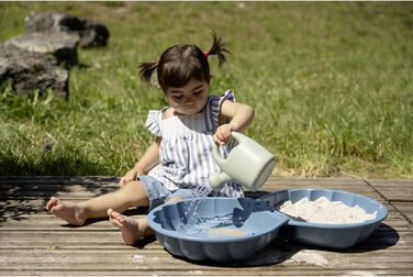 Smoby Life 850210 Mini Sandpit with Double Filling – Watering Can – Shovel + Rake – Play Beach – Recycled Plastic – from 18 Months