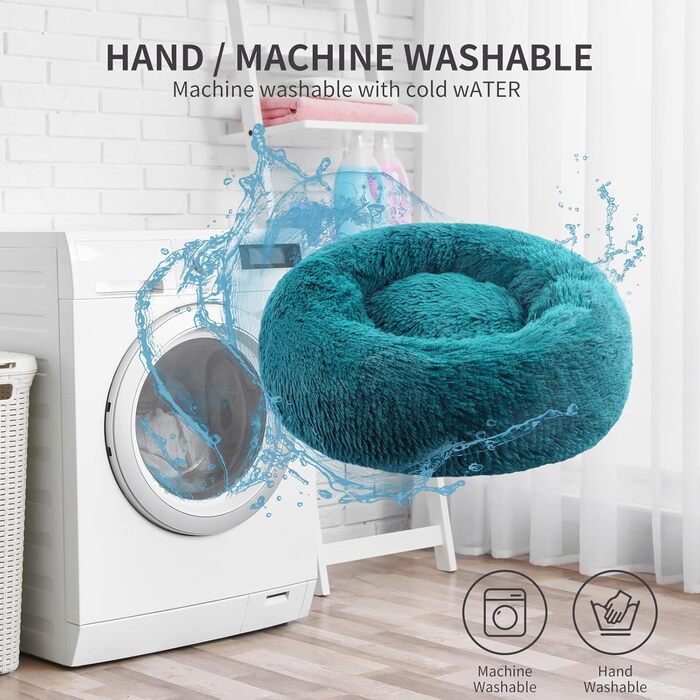 Кругле ліжко для собак та котів BVAGSS, м'яке, плюшеве, діаметр 50 см, блакитне (XH034)