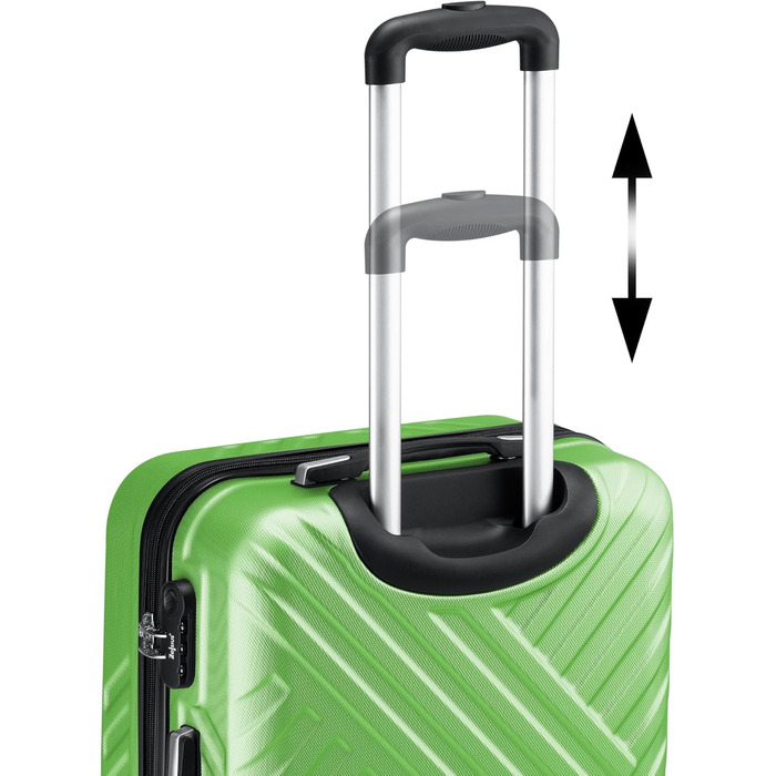 Набір валіз Zelsius 3 шт., Чорний | ABS валізи з кодовим замком, подвійними колесами та внутрішнім роздільником | Ручна поклажа, набір валіз з жорсткою оболонкою 3 шт., Trolley, велика валіза, Luggage Set (Зелений)