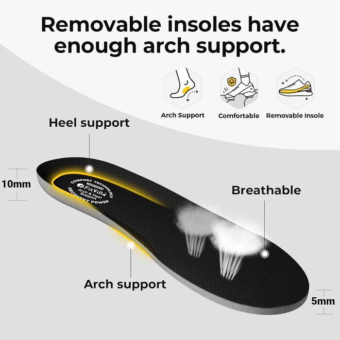 Жіночі кросівки для бігу FitVille з широкою колодкою, чорні, розмір 40 EU, дихаючі, зручні для ходьби та занять спортом