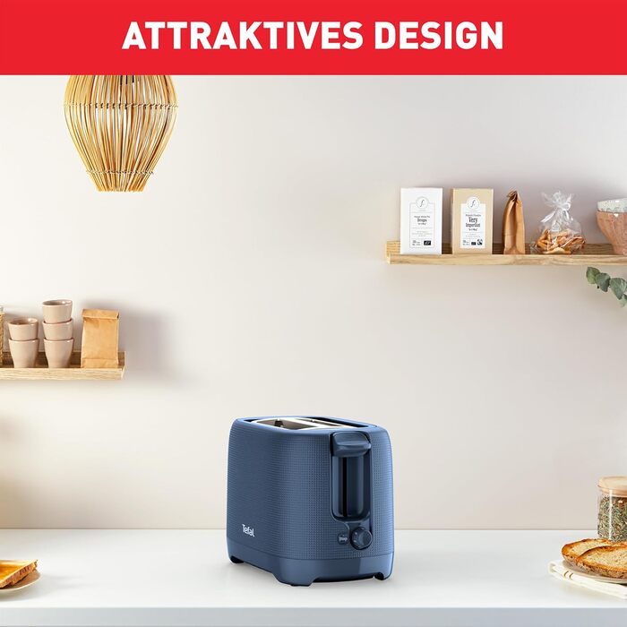 Tefal TT2M14 Morning Toaster | Two-Slot | Elegant Design | Bun Warmer | 7 Browning Levels | Extra-Wide Slots | Stop Function | Wanted Blue