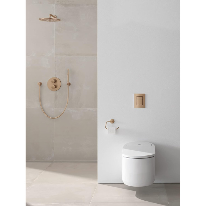 GROHE Essentials Toilet Paper Holder - Adhesive, No Drilling, Brushed Warm Sunset Finish