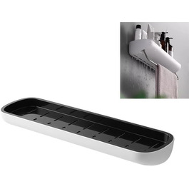 Self-adhesive bathroom shelf without drilling, with removable towel bar, easy installation, wall mounting, shower caddy, compact storage shelf for bathroom and kitchen, Grey (Black #01)
