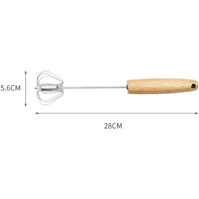 GOOPEEG Egg Beater, Hand Whisk, Small Semi-Automatic Manual Egg Beater for Baking at Home, Hand Mixer with Wooden Handle, Kitchen Whisk (5.6x28cm)