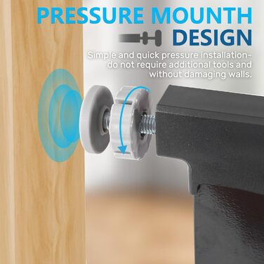 Дитячий захисний бар'єр UBRAVOO для дверей та сходів, 100 см, безпечний, автоматичне закриття, потрійна защіпка, ширина 76-104 см, чорно-білий