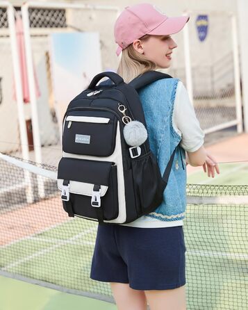 Шкільний рюкзак Makukke для дівчаток та підлітків: набір, водонепроникний, 30L, чорний