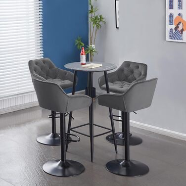 JaHECOME Adjustable Bar Stools Set - 4 Grey Counter Height Stools with Backrest for Kitchen Bar - Velvet Upholstered