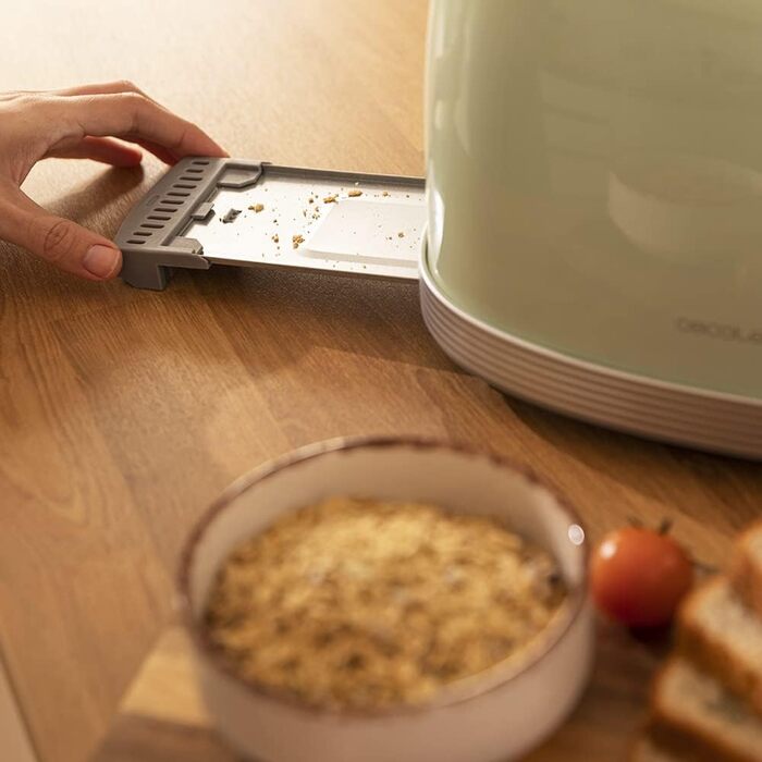 Тостер Cecotec Toast&Taste 800 Vintage Green, 850 Вт, 2 слоти, зелений, нержавіюча сталь, 3 функції