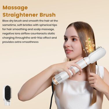 Набір для укладки волосся 6 в 1: фен-щітка, плойка, випрямляч, термощітка, фен, локони. 110000 об/хв.