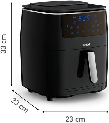 Аерофритюрниця Tefal FW2018 Easy Fry Grill & Steam 3-в-1: аерофритюрниця, гриль і пароварка, 7 програм, 6,5 л, енергозберігаюча, без олії, чорна, XXL – здорова кухня