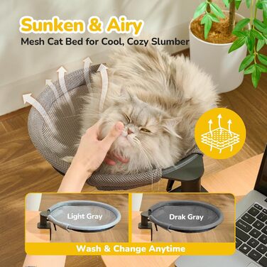 Підвісне ліжко для котів CATISM 360° - зручне котяче ліжко-гамак, сіре, 36x38 см, до 20 кг