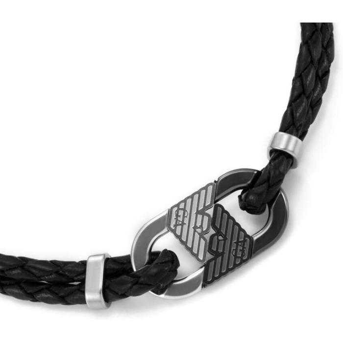 Чоловічий браслет Emporio Armani з нержавіючої сталі або шкіри з застібкою-ланцюгом (колір: кобальт)