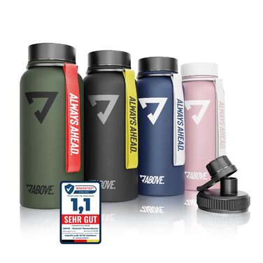 Термофляга ABOVE Edelstahl 1л оливкова: нержавіюча сталь, BPA-free, 12 год гаряче/24 год холодне, для фітнесу, спорту, активного відпочинку
