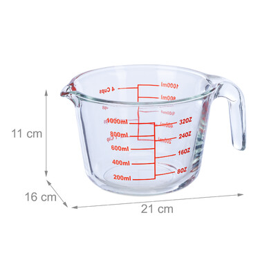 Relaxdays 1-Liter Glass Measuring Cup