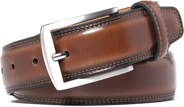 Чоловічий шкіряний ремінь Fabio Valenti – для костюмів, джинсів, уніформи, з односторонньою пряжкою – дизайн США (32-34, Обпалений Умбра)