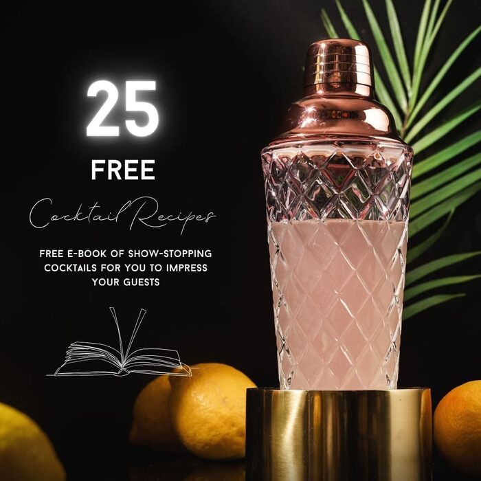 Набір шейкерів для коктейлів зі склом та ситом, 5 шт., 450 мл, з мірним стаканчиком та барною ложкою з пестиком, подарункова коробка (рожеве золото)