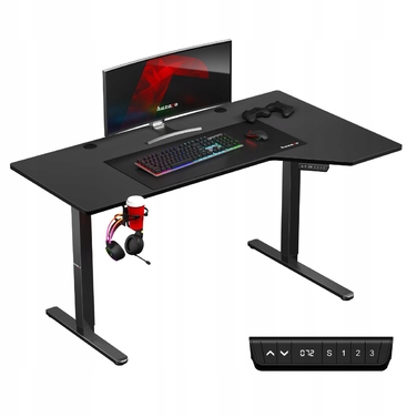 Ігровий стіл Huzaro, чорний, МДФ, з регулюванням висоти